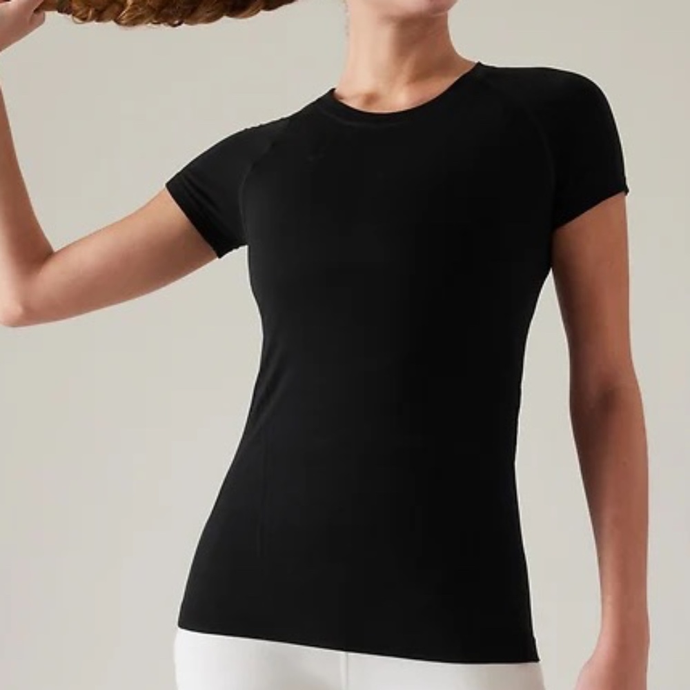 Athleta MOMENTUM SEAMLESS TEE--PLUS SIZE--BLACK--2X